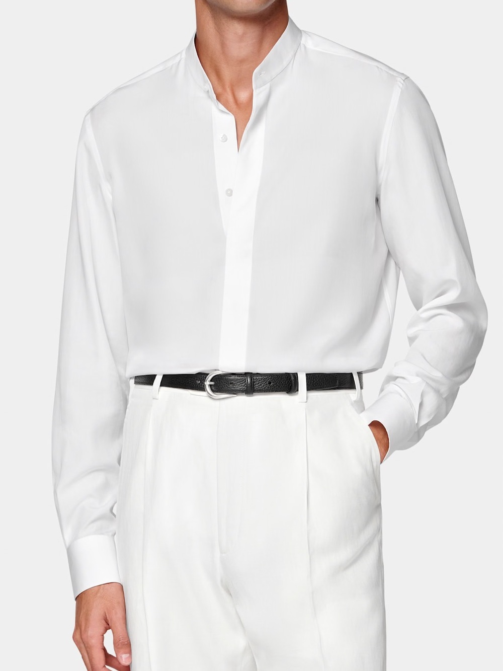 Suitsupply Men's White Mandarin Collar Dress Shirt